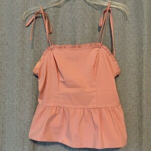XS Express Baby Pink Tank Top with tie and ruffle details